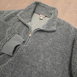 Athleta Womens XL Sherpa Fleece Quarter Zip Pullover Jacket Green 1166